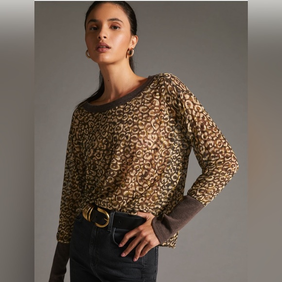Anthropologie Tops - Anthropologie Pilcro Boxy Heritage Pullover In Brown Motif
